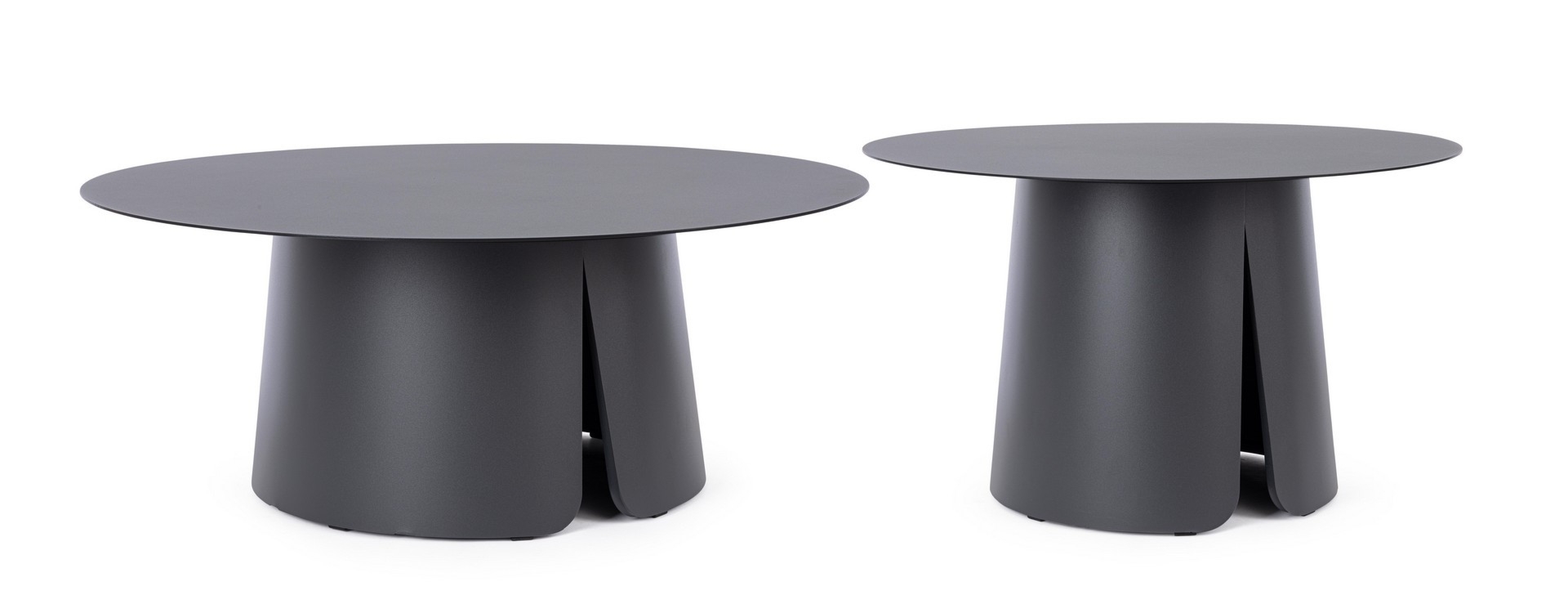 Zestaw 2 stolików BRYAN antracytowy Ø70,Ø90 aluminiowy Bizzotto