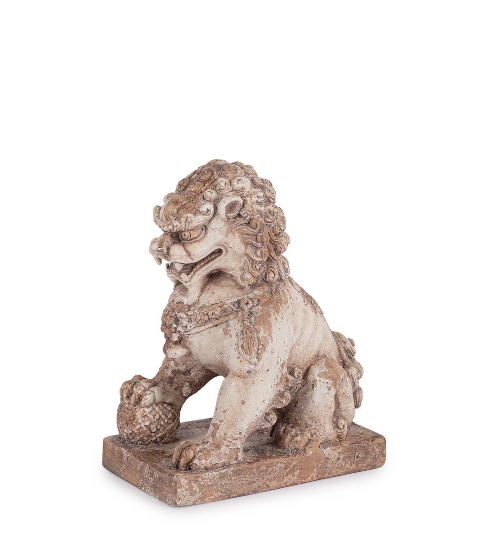 Dekoracja lew LEONE beżowy 26,5x17x34h z magnezu Bizzotto