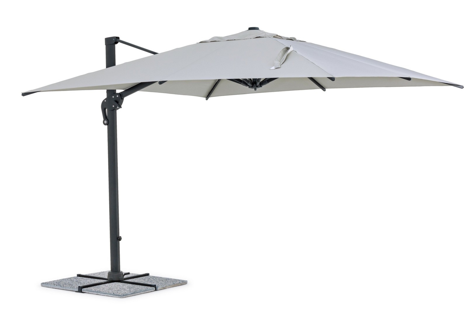 Kwadratowy parasol z nogą boczną INES antracytowo szary 300x300 aluminiowy Bizzotto