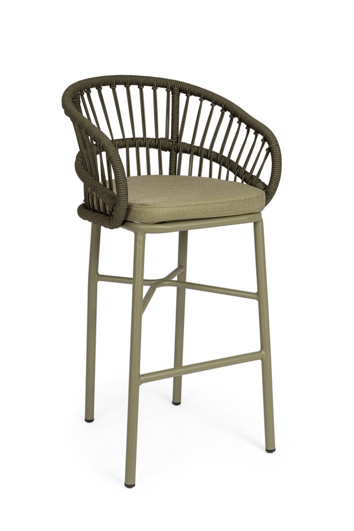 Hoker ogrodowy ODIVELAS zielony 57x55 aluminiowy z poduszką Bizzotto