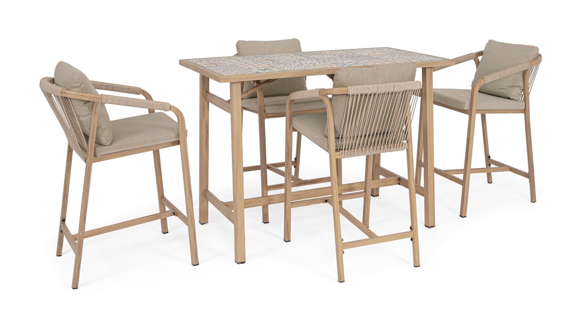 komplet ogrodowy KALIMERA aluminiowe z efektem drewna Bizzotto