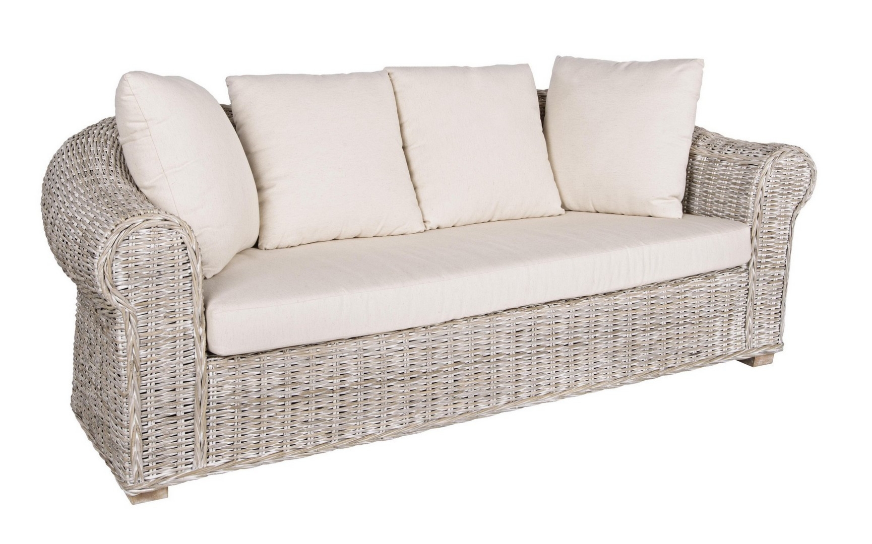 Sofa Coba beżowa 204x96x80cm rattan, kubu, mango wood Bizzotto