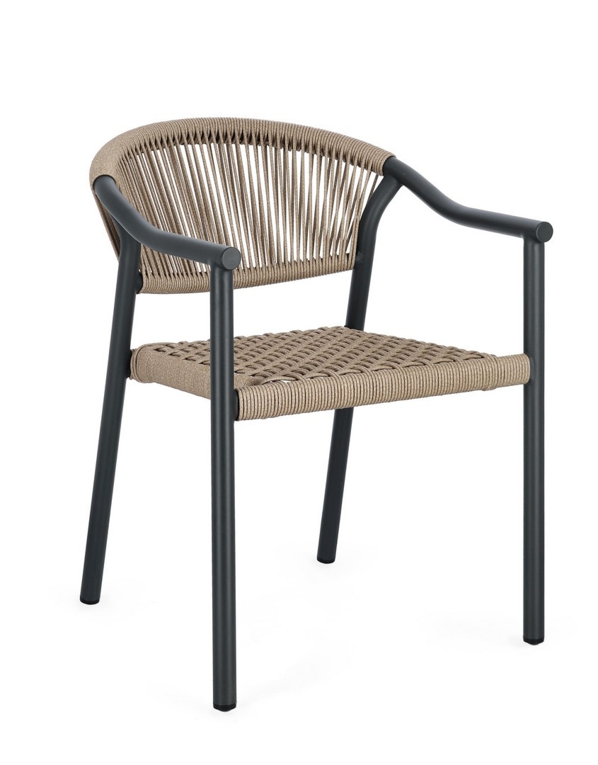 Krzesło ogrodowe CANARIAS antracyt - beż 56x60 aluminiowe Bizzotto