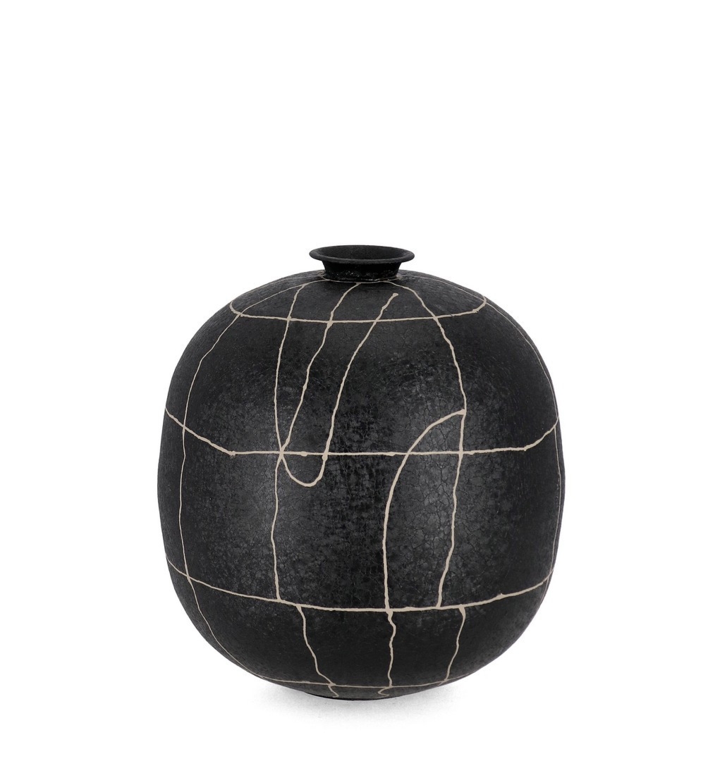 Butelka ręcznie wykonana SIVA czarna Ø26 ze szkła Bizzotto