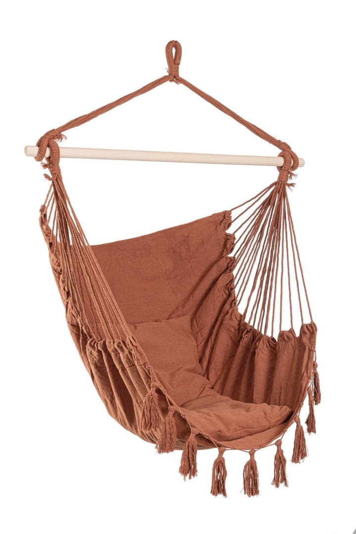 Fotel hamakowy wiszący JUAN terakota 100x130 z polibawełny Bizzotto