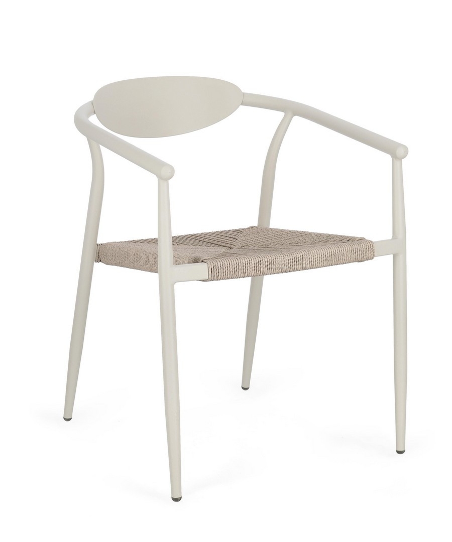 Krzesło ogrodowe LINARES jasny beż 56x61 aluminiowe Bizzotto