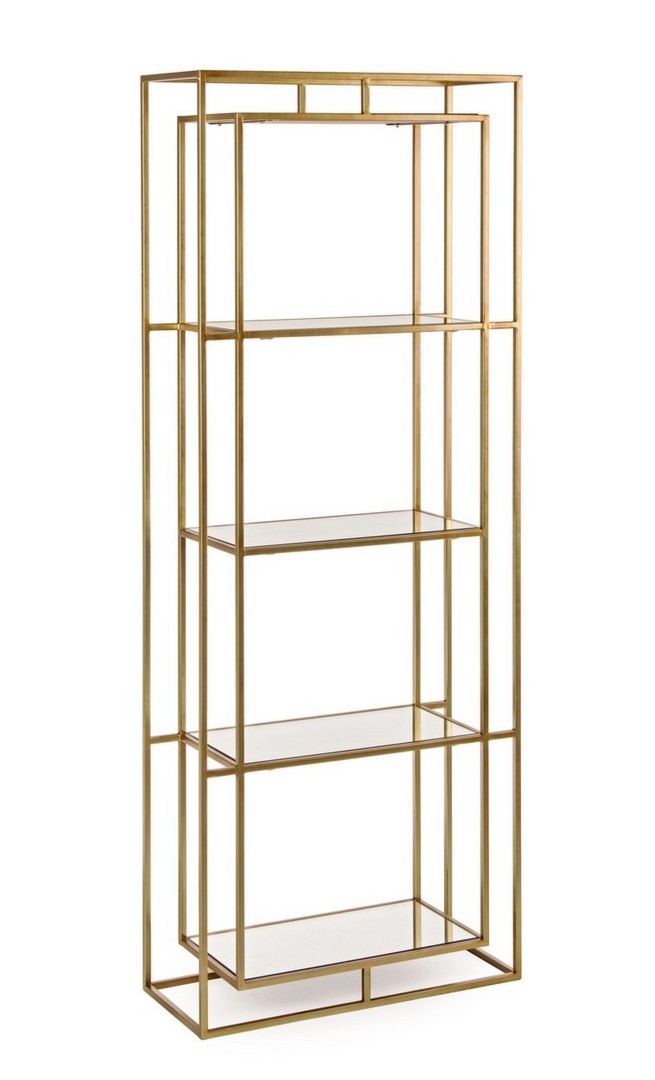 Regał Elenor czarny 68x28x172.5cm stal szkło Bizzotto