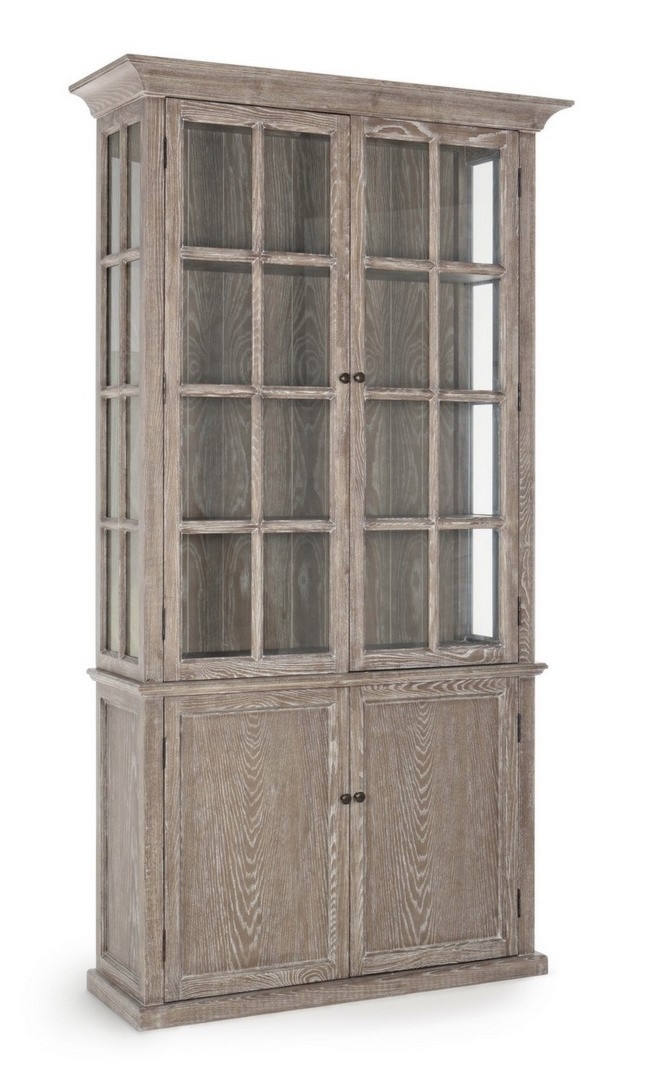 Witryna Columbia jasne drewno 124x43x230cm jesion i szkło Bizzotto