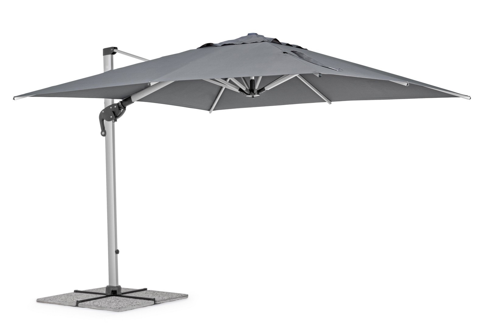 Parasol z nogą boczną INES ciemno-szary 300x300 aluminiowy Bizzotto