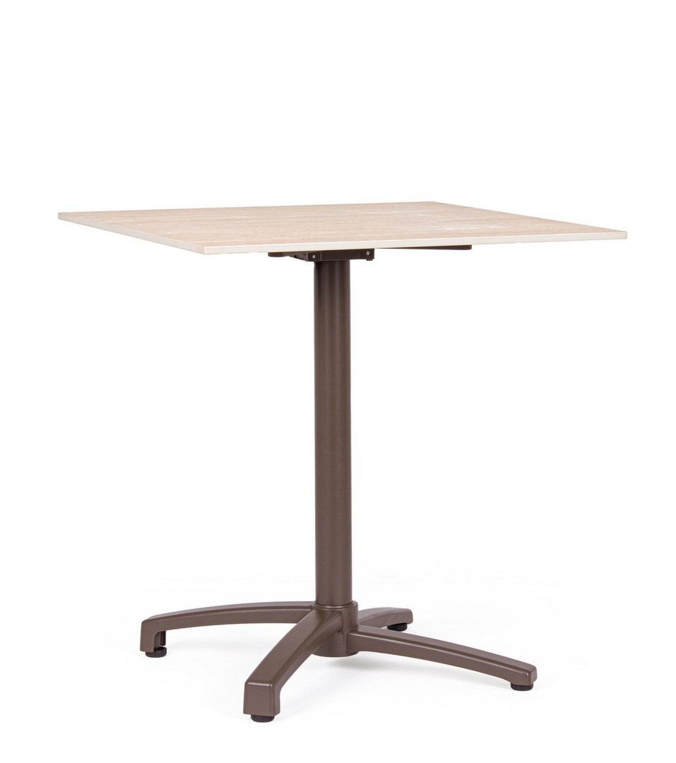 Stolik restauracyjny CLARET brązowy 70x70 alumniowy z blatem z HPL Bizzotto