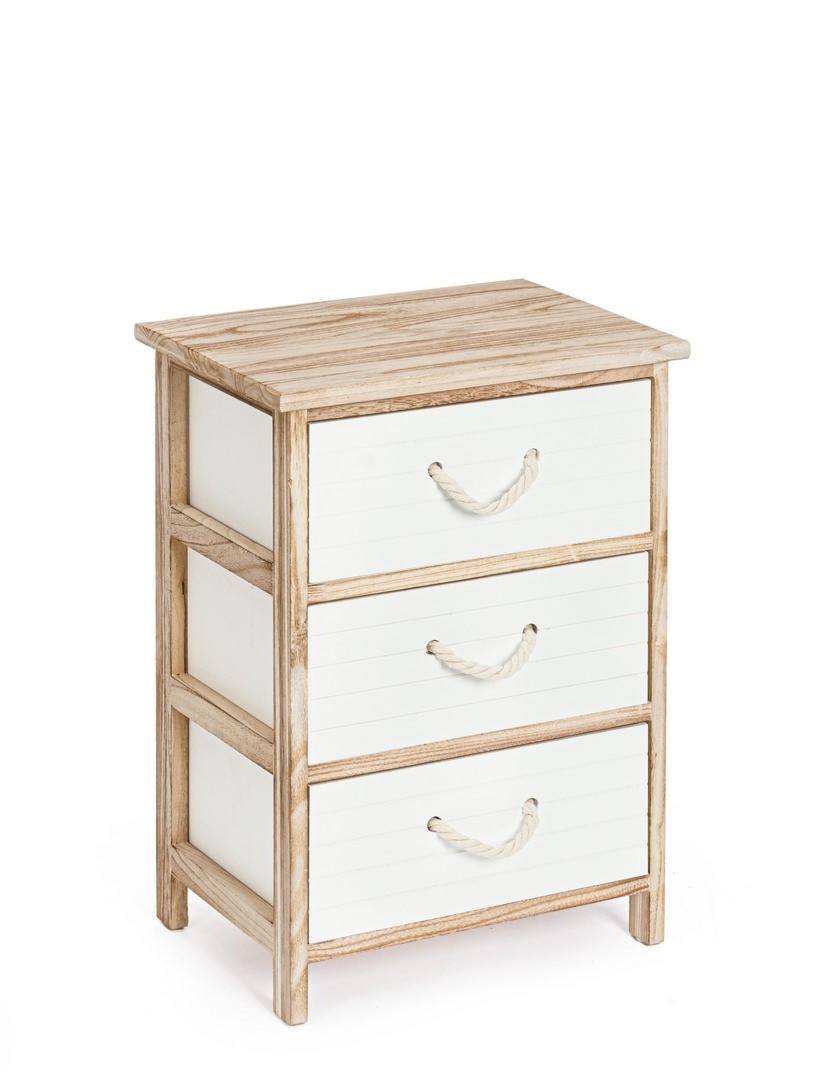 Komoda Yvette białe naturalne 40x29x58cm paulownia MDF Bizzotto