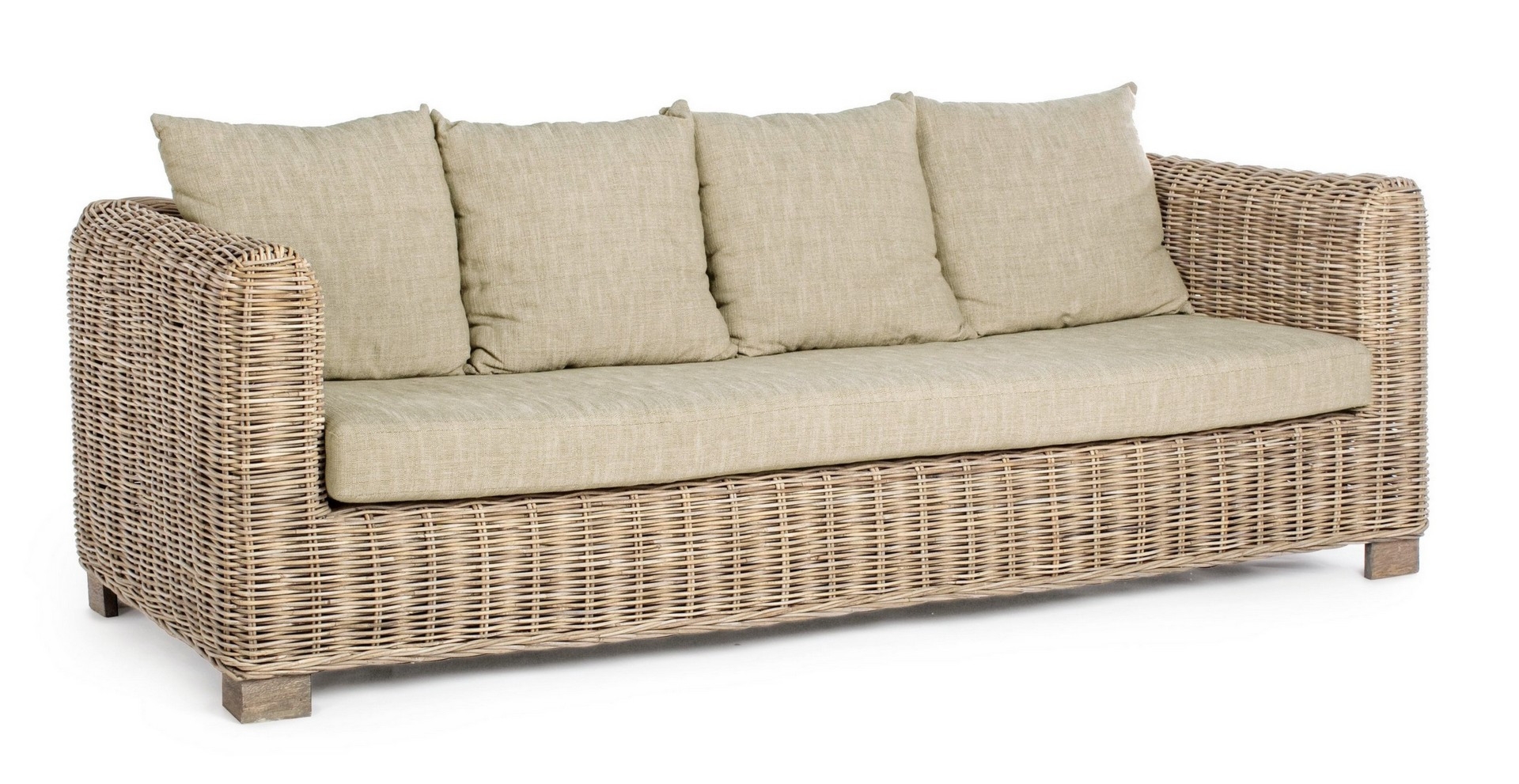 Sofa Fortaleza naturalny 210x90x83cm rattan i drewno mango Bizzotto
