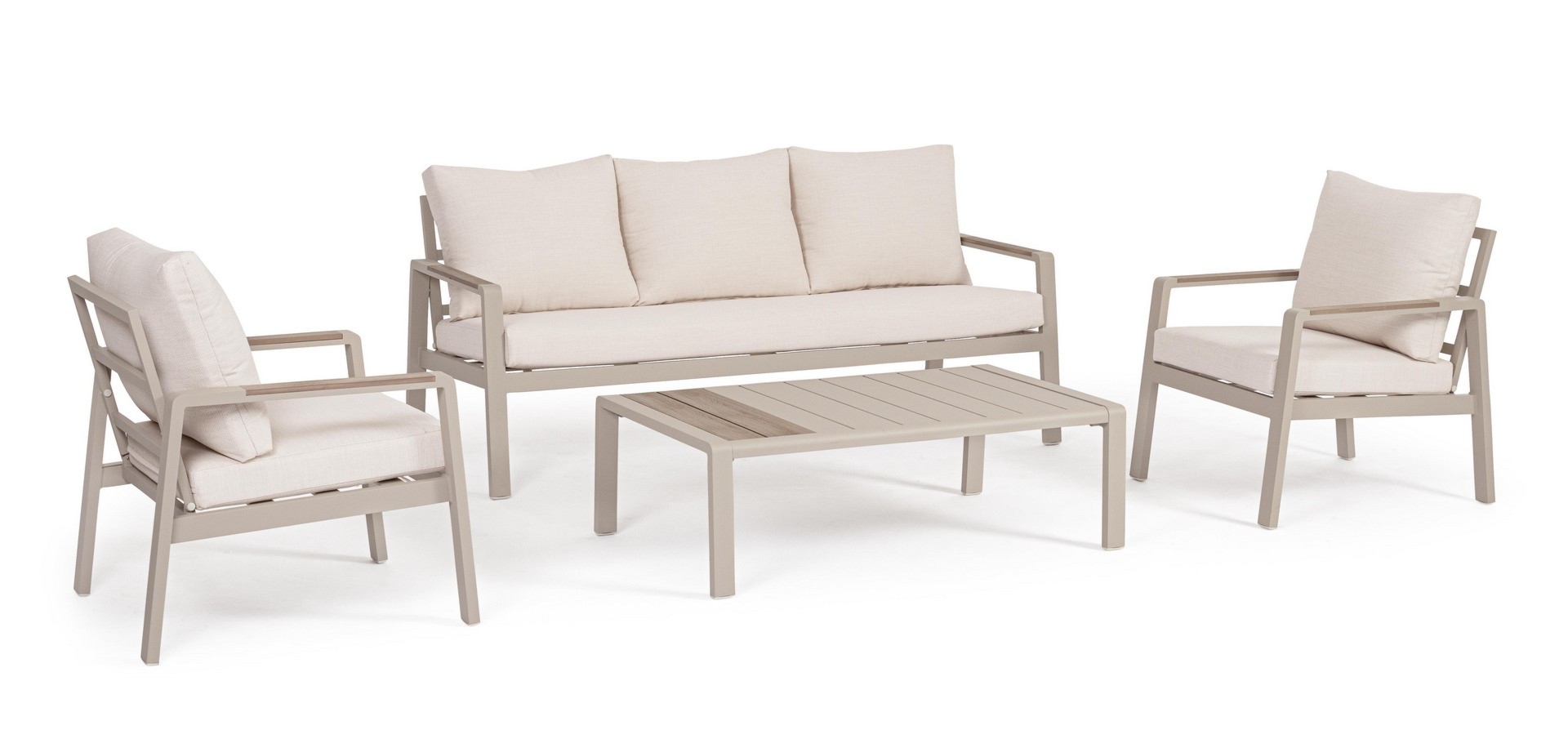 Zestaw sofa 2 fotele i stolik ELNA aluminiowy Bizzotto