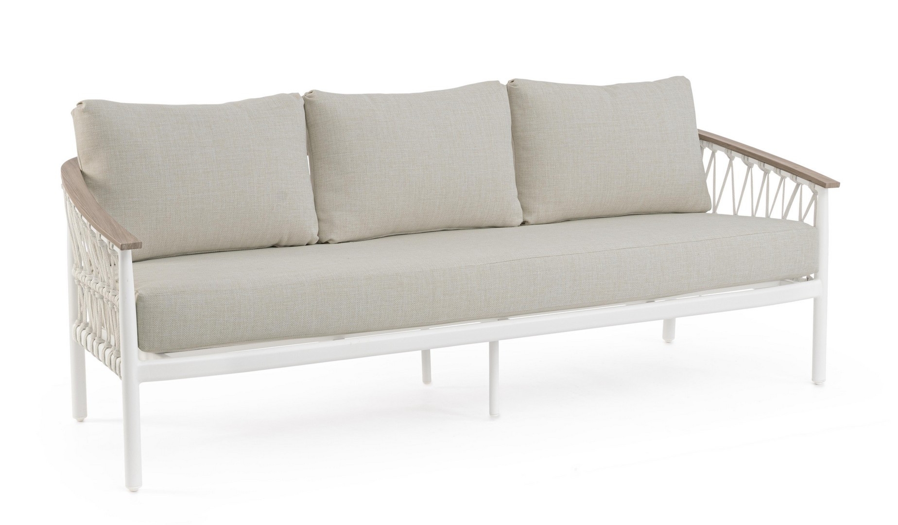 Sofa ogrodowa 3-os FENIX biała 205x75 aluminiowe z efektem drewna Bizzotto