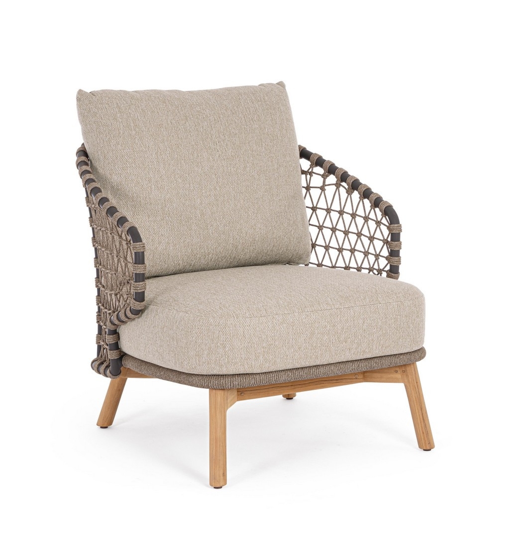 Fotel ogrodowy EULARIA beżowa 77.5x89.5 aluminiowe teak Bizzotto