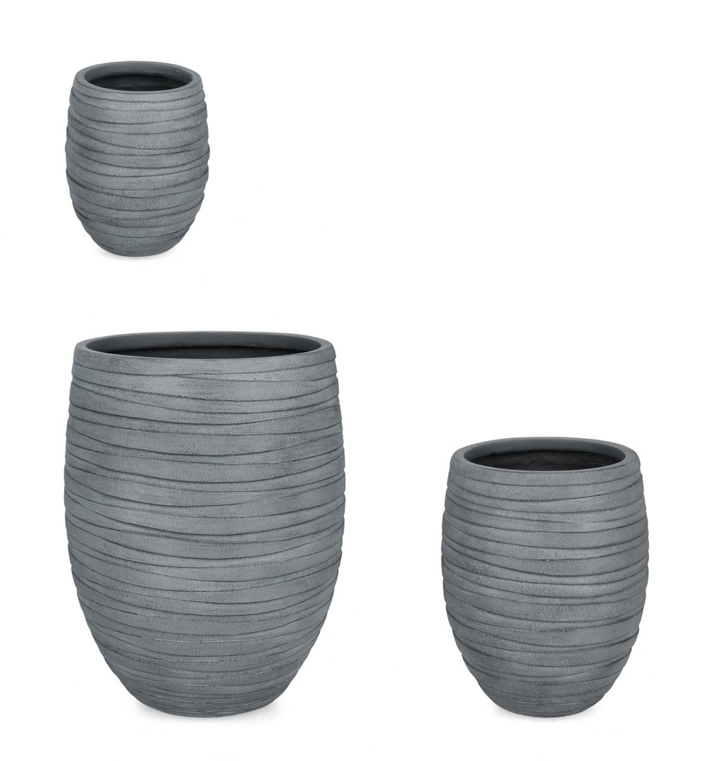 Zestaw donic ogrodowych STRIPS szary Ø25,Ø36,Ø49 z włókna szklanego i gliny Bizzotto