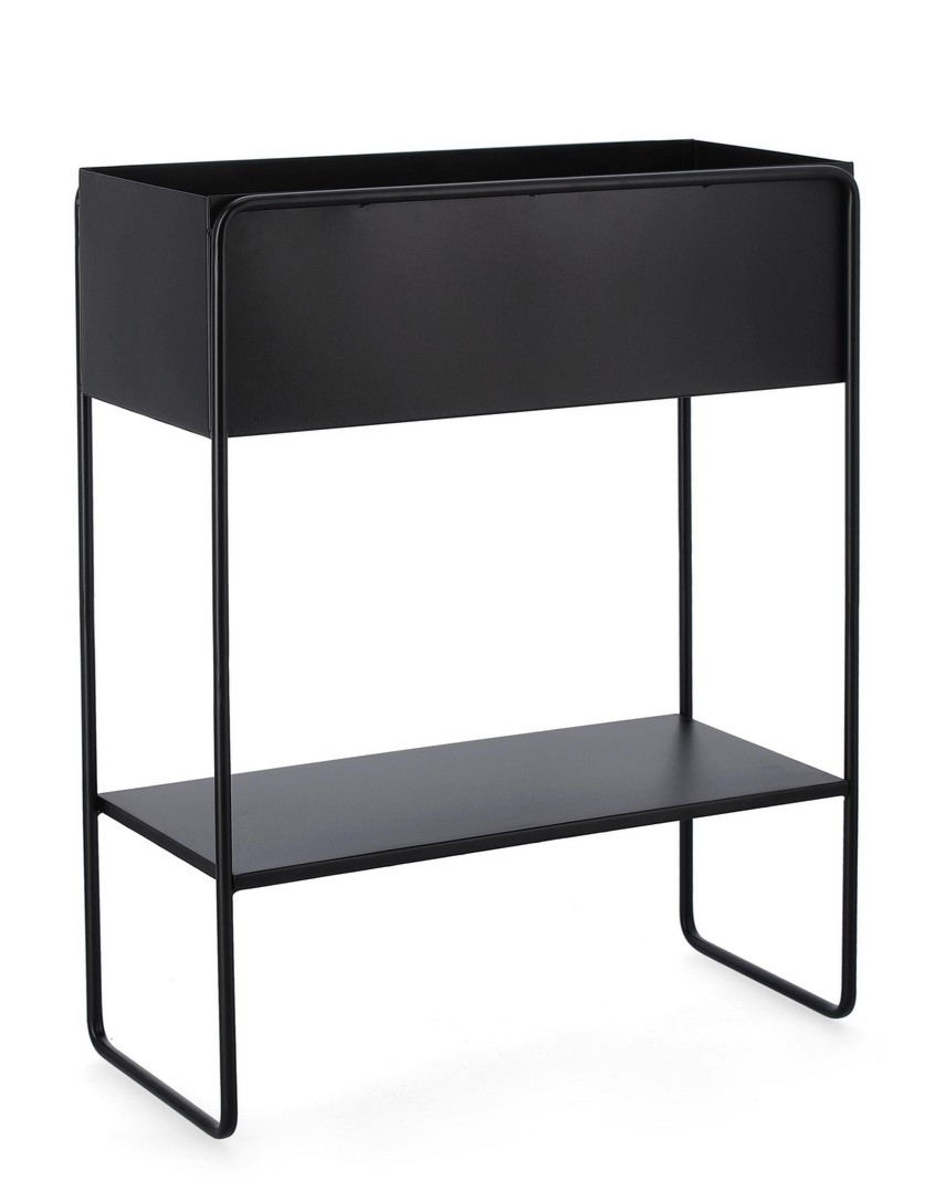 Stojak na donice MADELYN czarny 50x22x63,5h stalowy Bizzotto