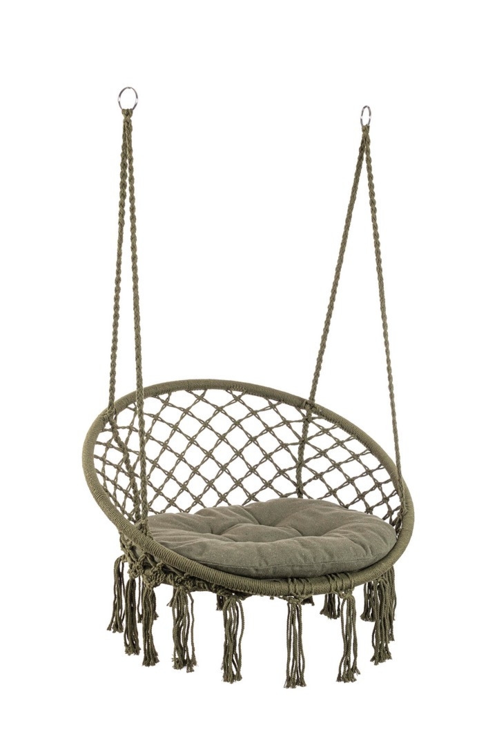 Huśtawka wisząca pleciona Boho JAVIER zielona Ø80 z polibawełny Bizzotto