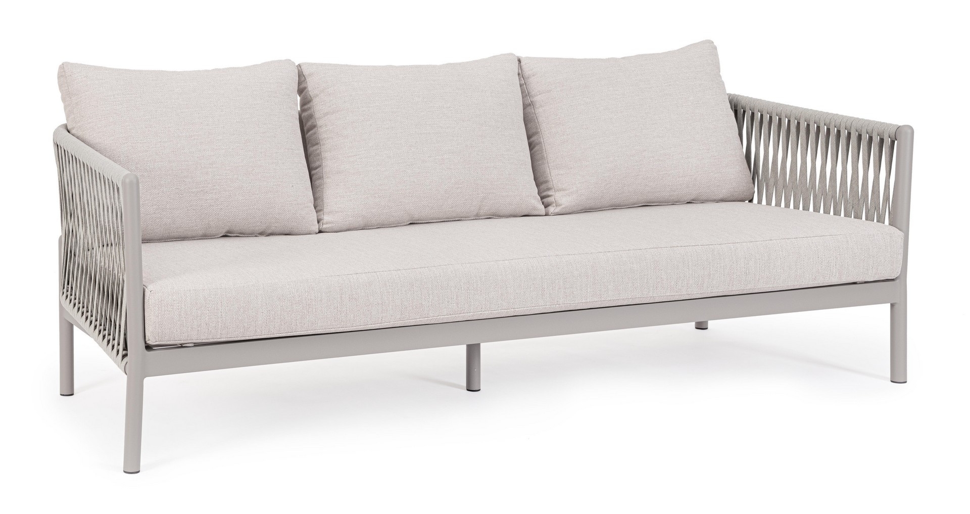 Sofa ogrodowa 3-os FLORENCIA beżowa 220x85 aluminiowa z liną tetoronową Bizzotto