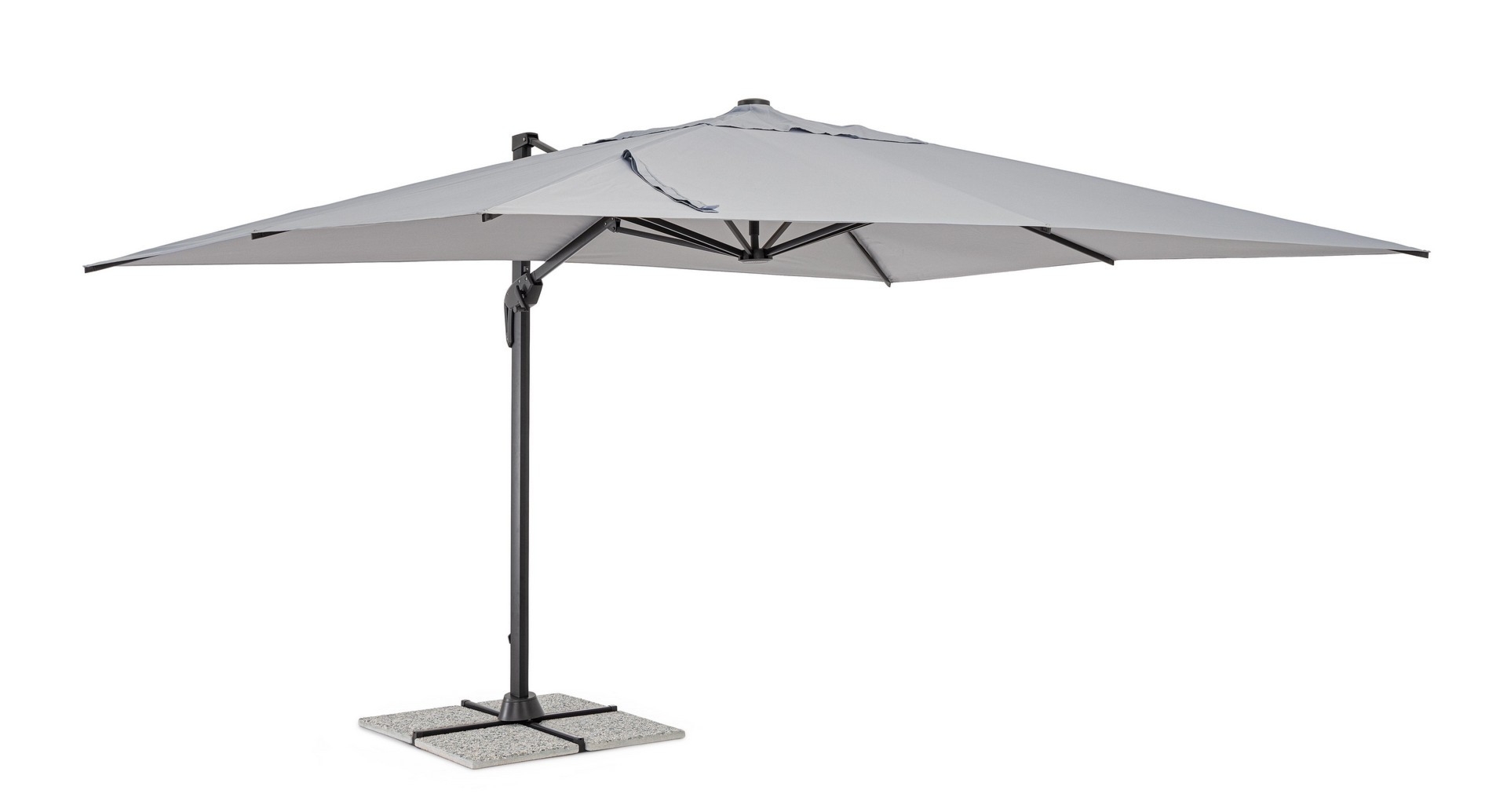 Prostokątny parasol z nogą boczną VEGA antracytowo szary 400x300 aluminiowy Bizzotto