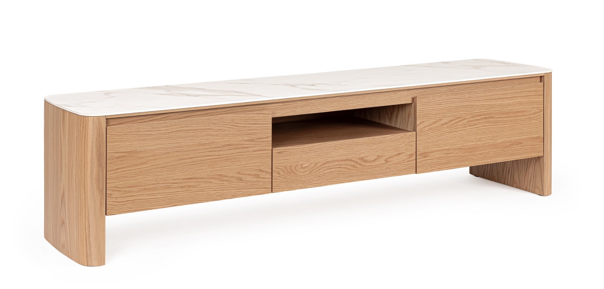 Szafka RTV Gavriel dębowa 179x42x45 cm MDF okleina dębowa PU Bizzotto