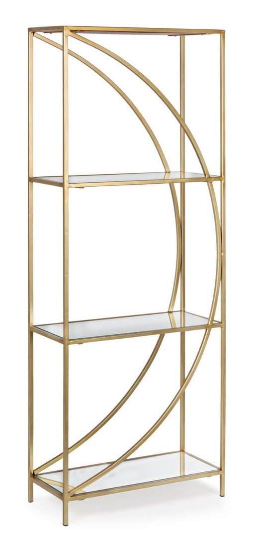 Regał Elenor czarny 56x25x151,5cm stal, szkło Bizzotto