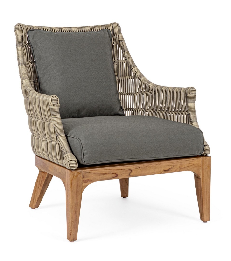 Fotel ogrodowy KEILANI szare 69x73 z drewna teak Bizzotto