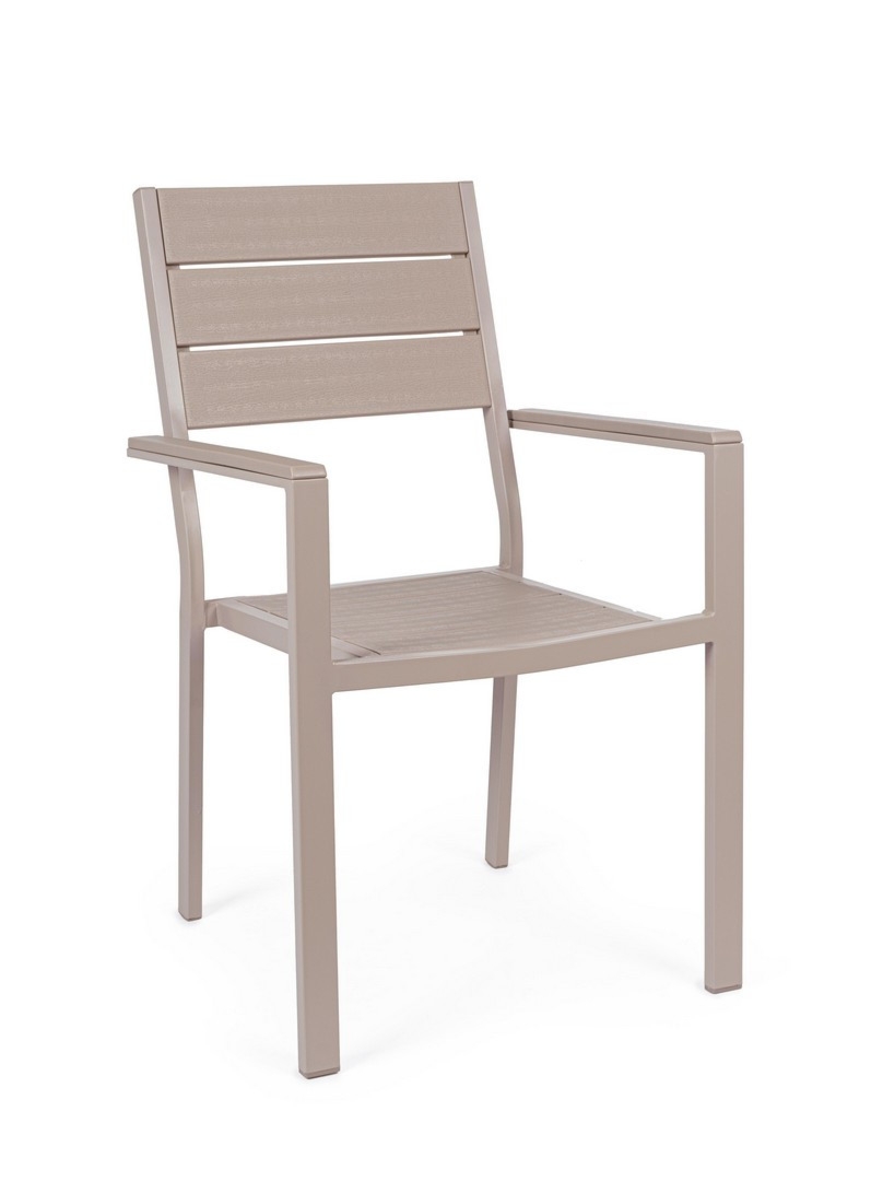 Krzesło ogrodowe SARITA taupe 61x55 aluminiowe z efektem drewna Bizzotto