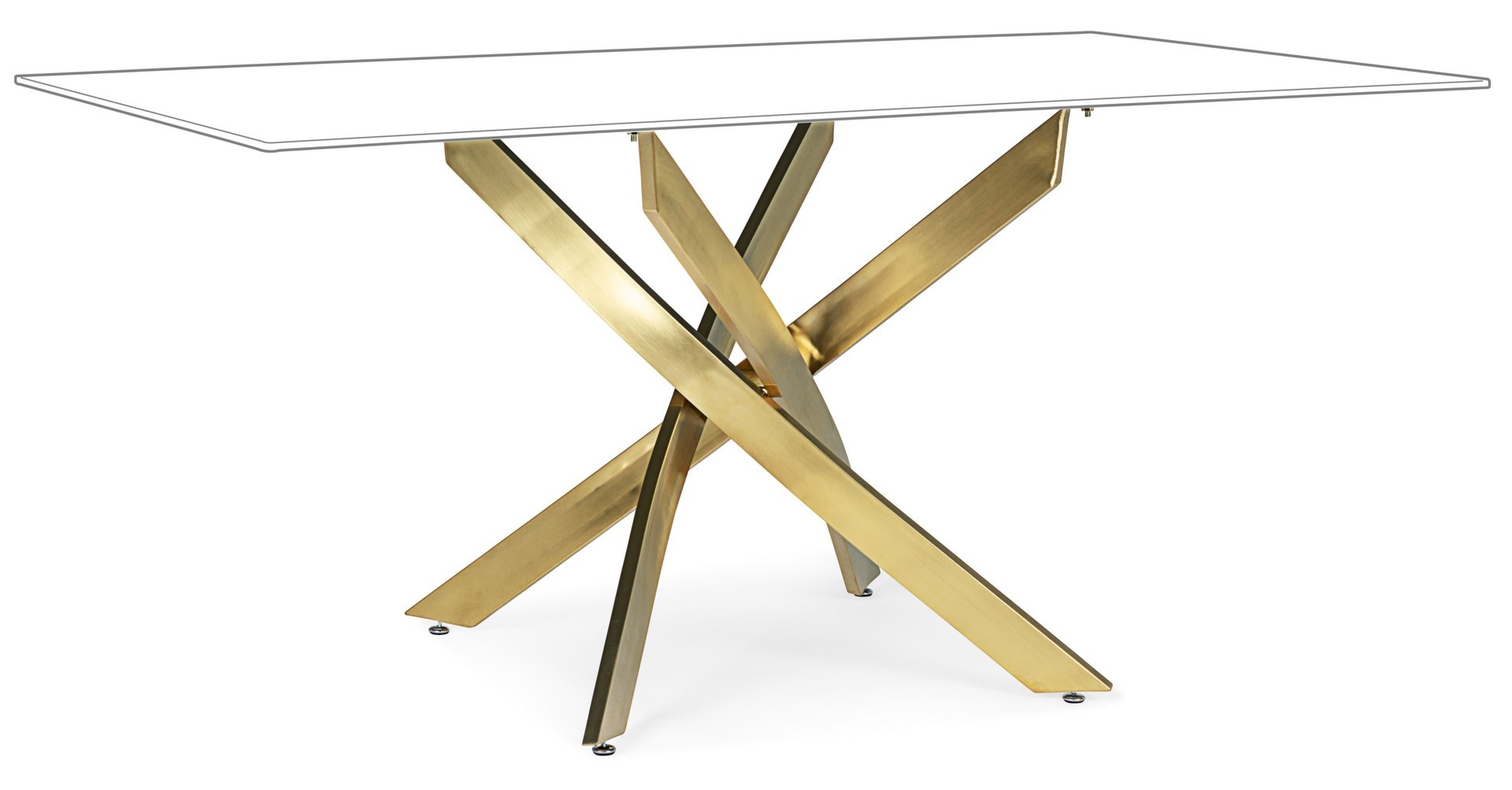 Stół George złoty 160x90x0cm powlekane proszkowo stal nierdzewna Bizzotto