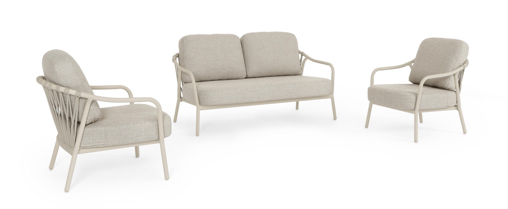 Zestaw sofa z 2 fotelami EDVIGE   aluminowych z poduszką olefinową Bizzotto