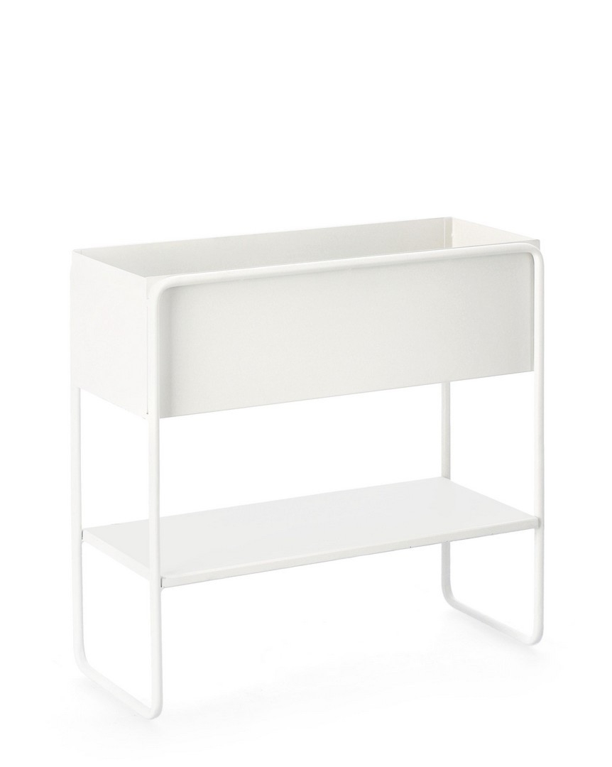 Stojak na donice MADELYN biały 45x18x44h stalowy Bizzotto