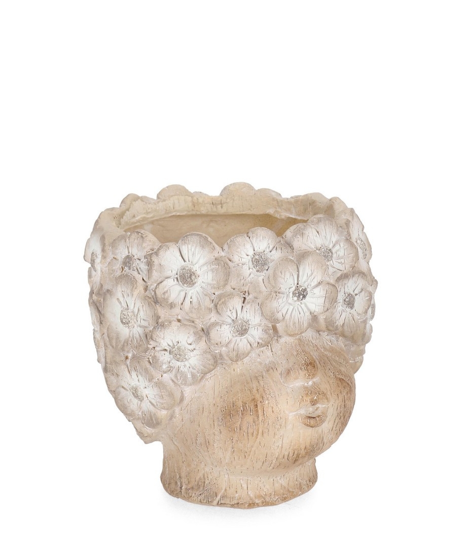 Donica z kwiatową twarzą BLOSSY Ø22 z magnezu Bizzotto