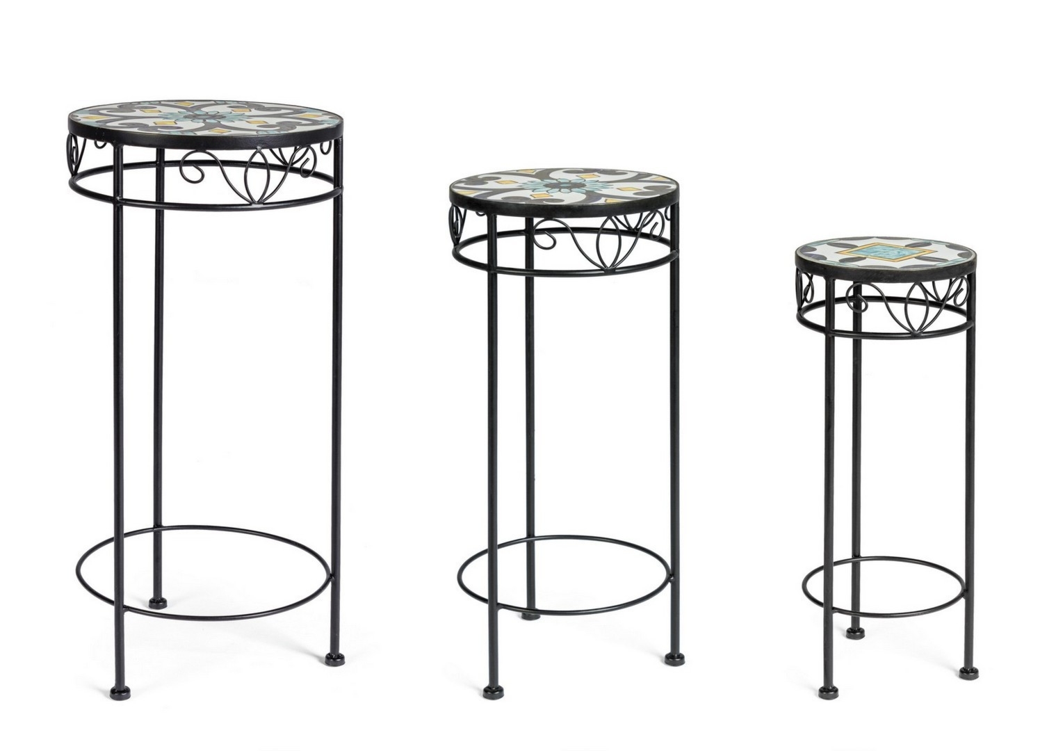Zestaw 3 stolików POSITANO Ø30,Ø25,Ø20 stalowych Bizzotto