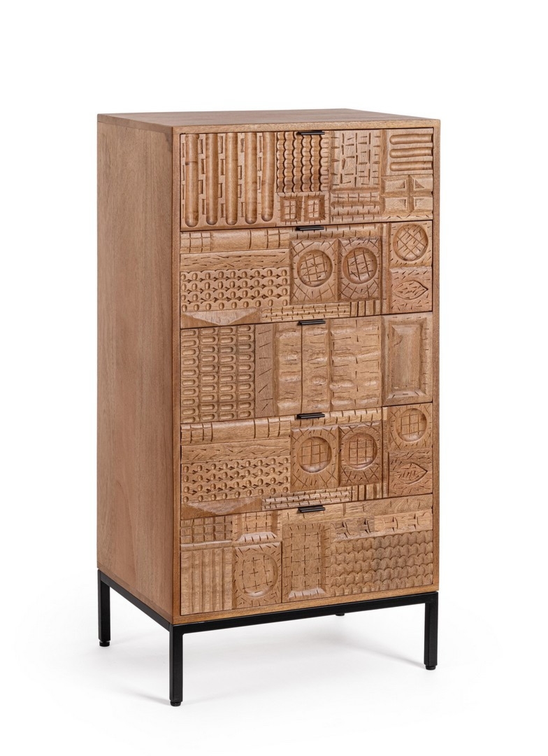 Komoda Kindia naturalny 55x42x110cm drewno mango i MDF Bizzotto