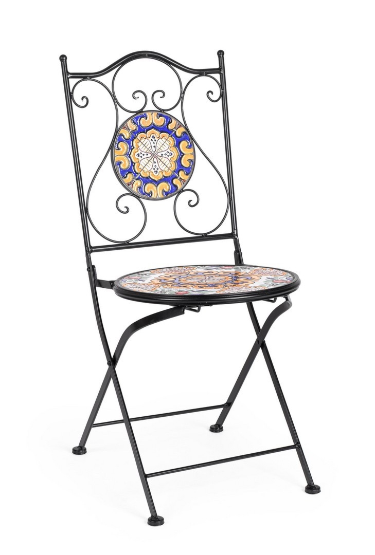 Krzesło ogrodowe SANTORINI piaskowe 38x46 stalowe z ceramiką Bizzotto