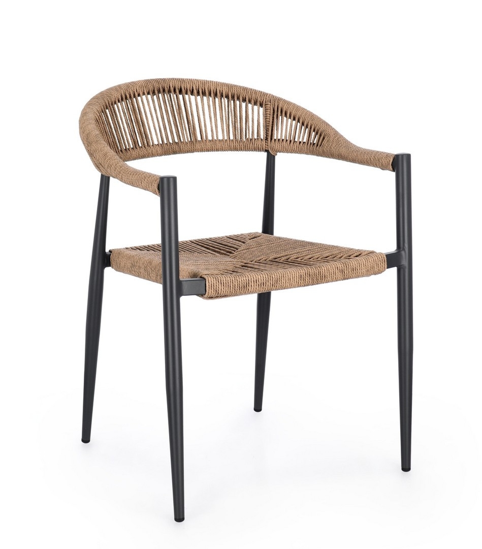 Krzesło ogrodowe JANDIA antracyt - naturalny 56x60 aluminiowe Bizzotto