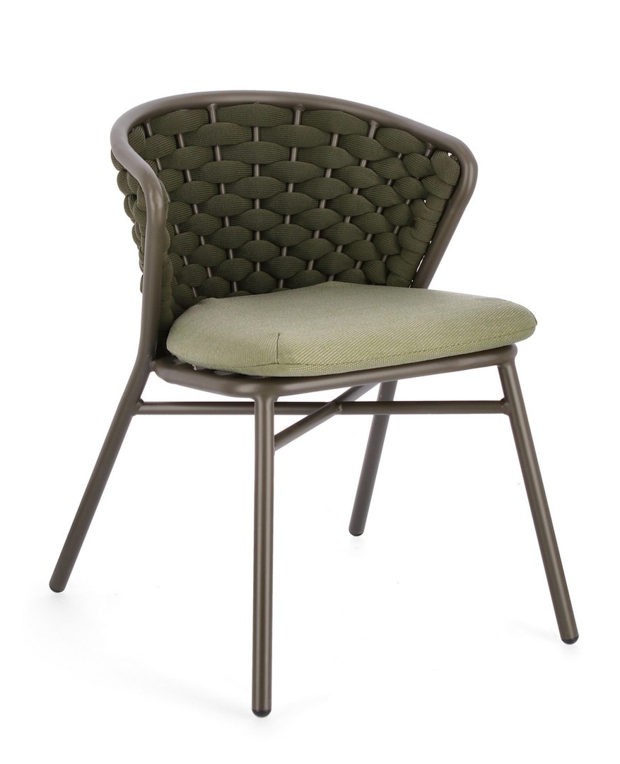 Krzesło ogrodowe HARLOW oliwkowe 62x58 aluminiowe z liną textiline Bizzotto