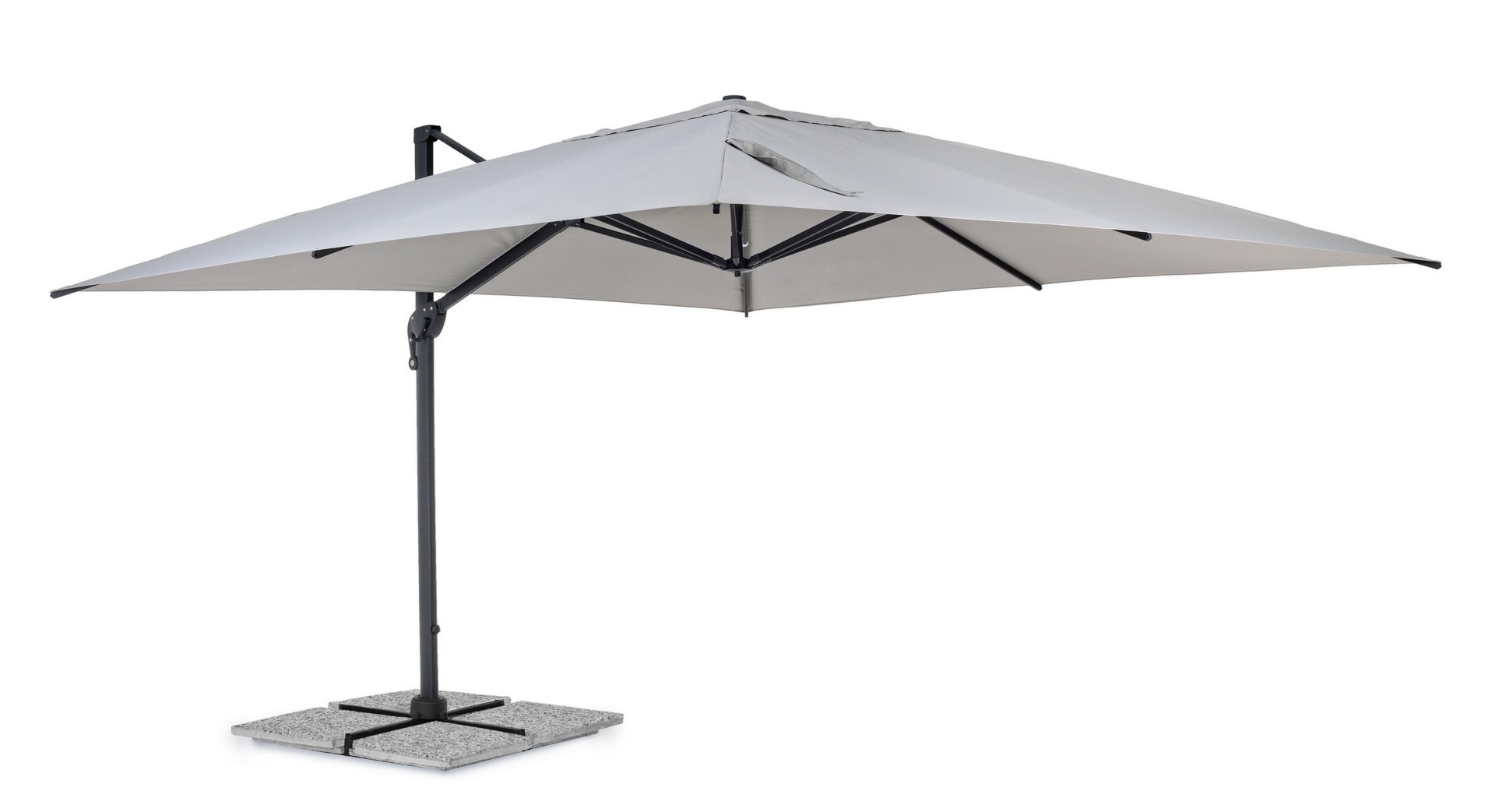 Duży parasol z nogą boczną INES antracytowo szary 400x400 aluminiowy Bizzotto