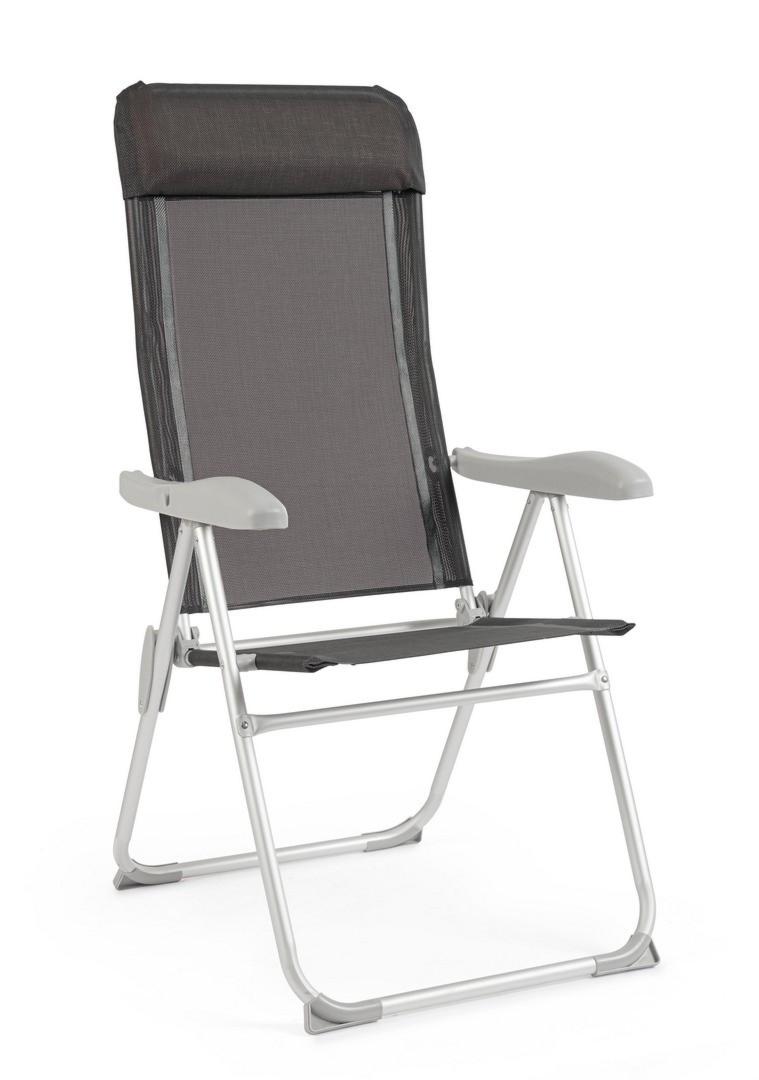 Krzesło kempingowe z wysokim oparciem CAYO antracyt 57x65 z anodowanego aluminium Bizzotto