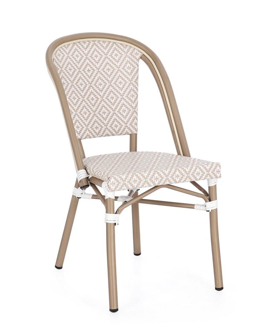 Krzesło ogrodowe SILVEIRA beżowe 45x59 aluminiowe z efektem drewna Bizzotto