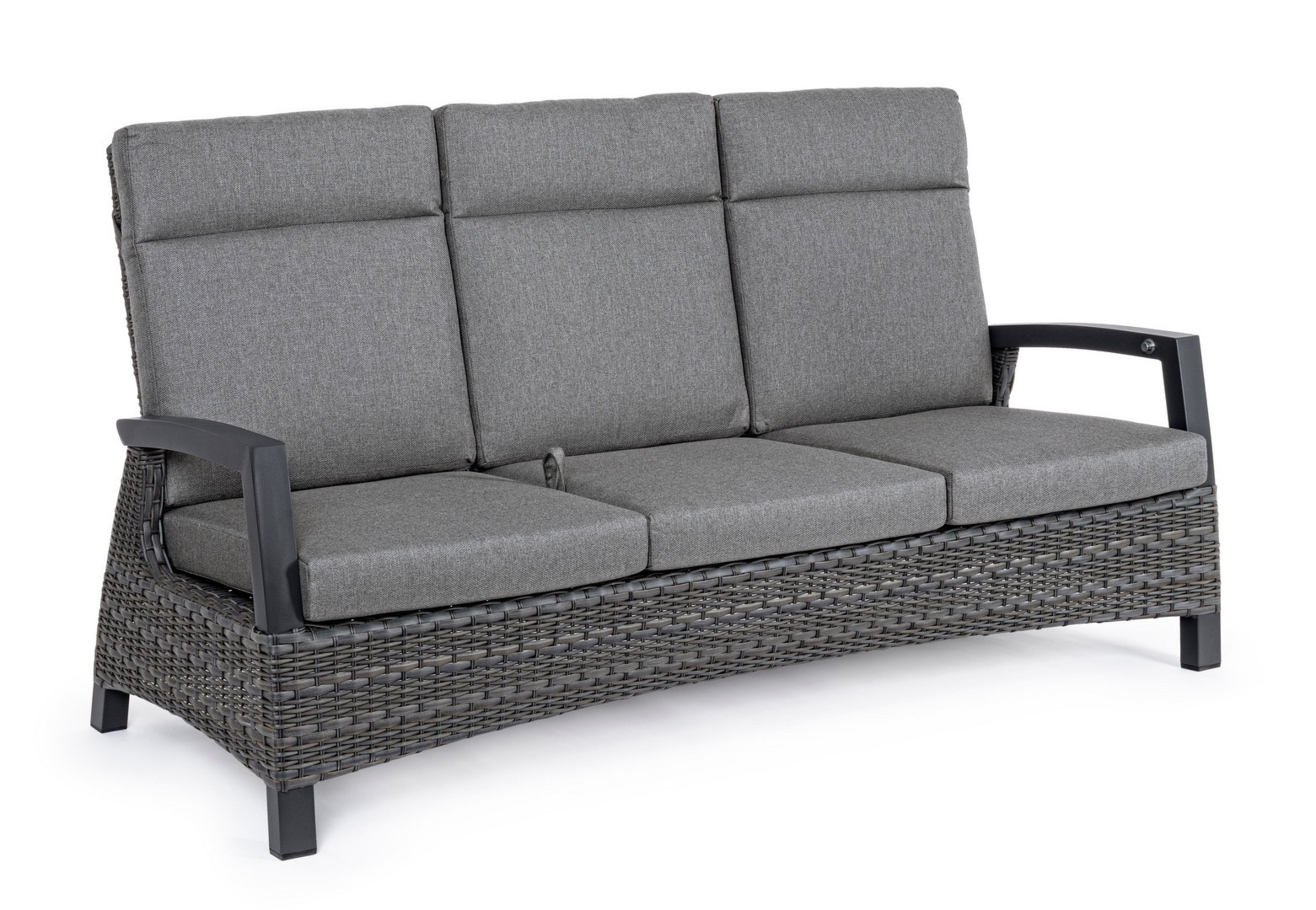 Sofa ogrodowa 3-os BRITTON szara 194.5x83 z włókna syntetycznego z poduszką olefinową Bizzotto