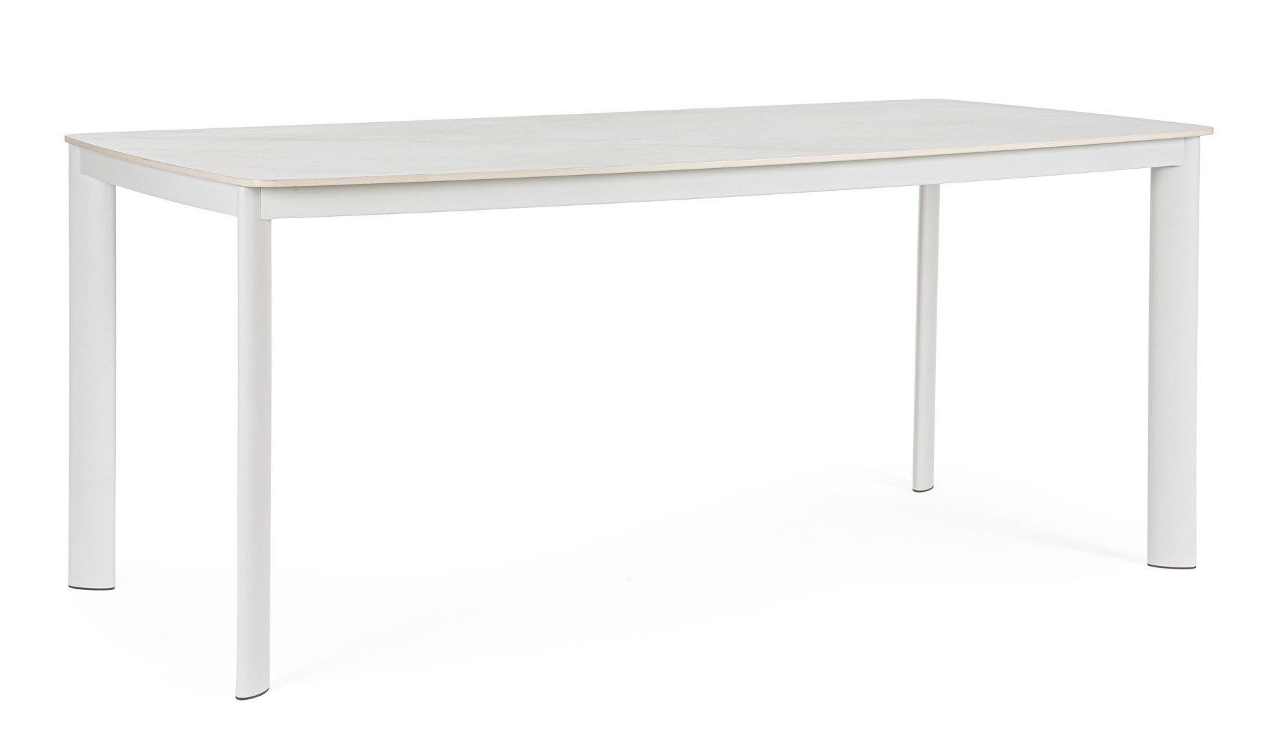 Stół ogrodowy ALCORA biały 180x90 aluminiowy z blatem ze spieku kwarcowego Bizzotto