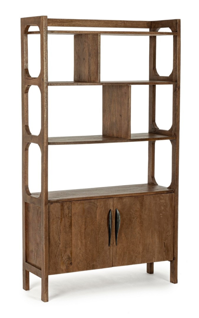 Regał Sherman brązowy 100x35x180cm z drewna mango i MDF Bizzotto