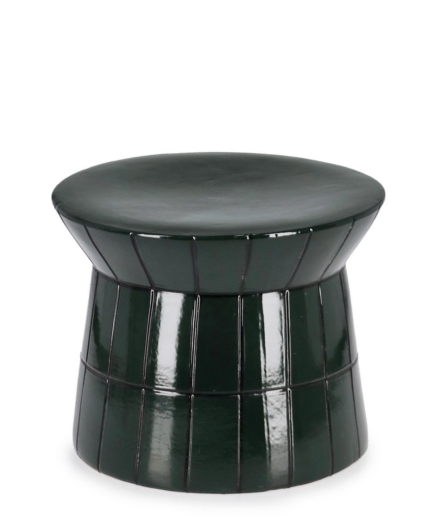 Stolik kawowy ABBES zielony Ø37 z terakoty Bizzotto