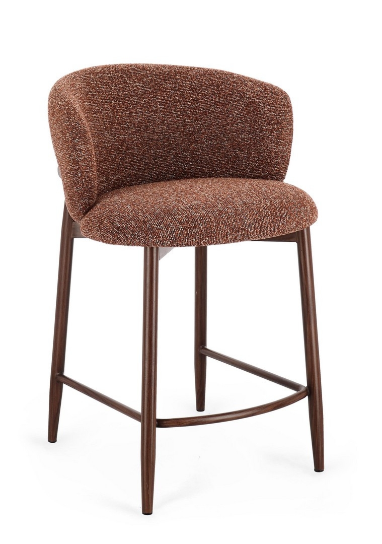 Krzesło kuchenne Amalia orzech i terracota 61x58.5x92cm bouclé stal Bizzotto