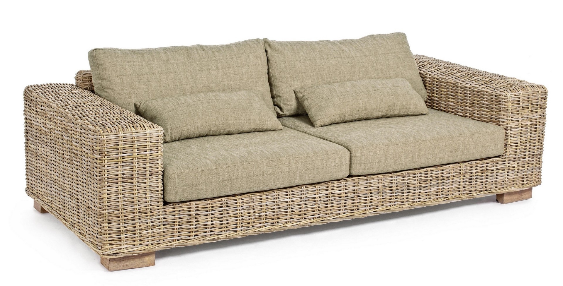 Sofa Leandro naturalna 220x97x72cm rama z drewna mango, plecionka kubu Bizzotto