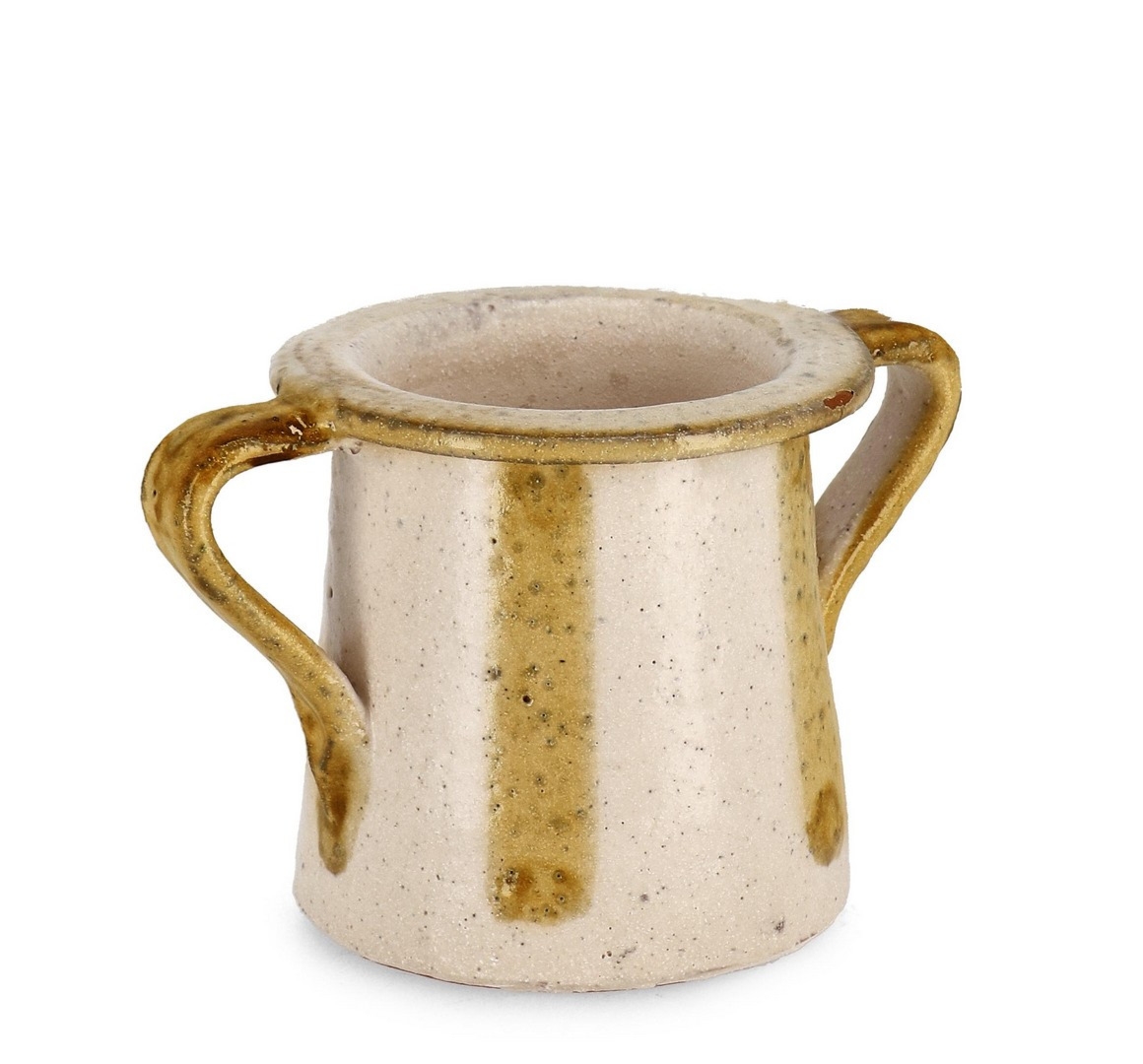 Wazon wykonany ręcznie DARUMA beżowy 18,5x13,5x12,5h z terakoty Bizzotto