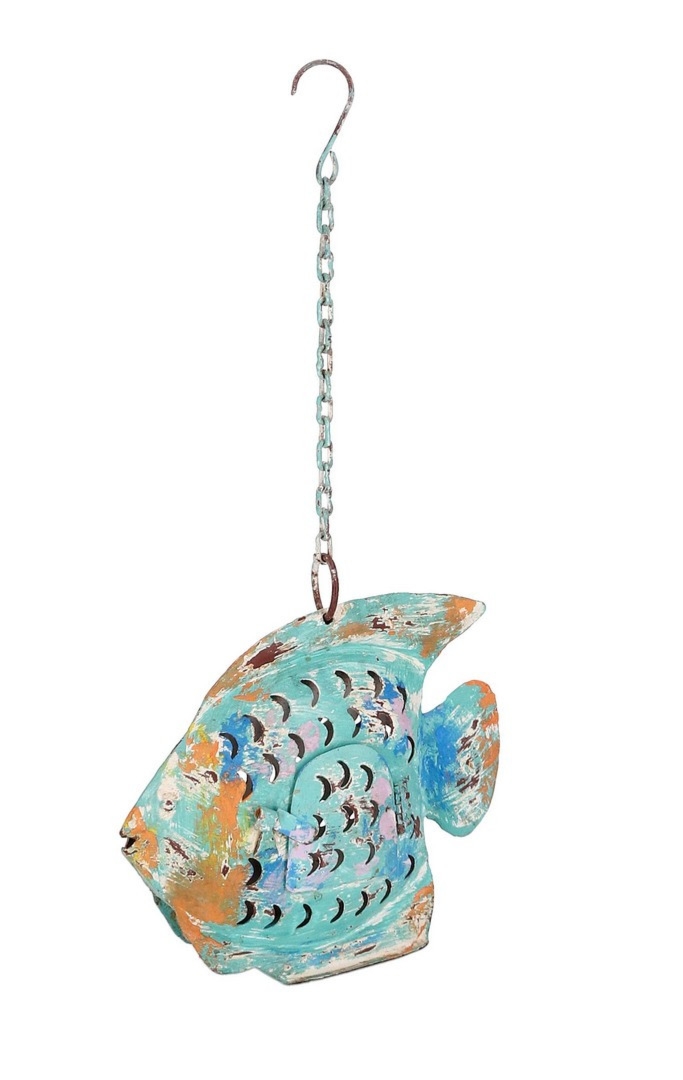 Dekoracja ryba NIXIE zielony 24x6x19,5h metalowa Bizzotto