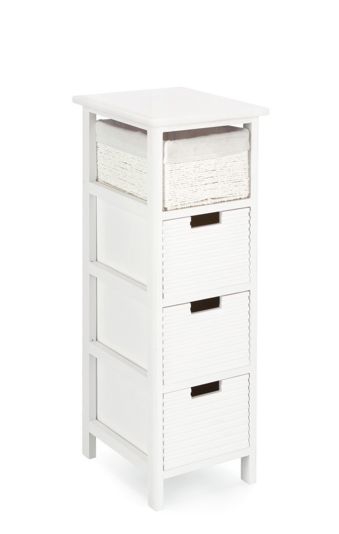 Komoda Leonie biała 26x32x80cm paulownia MDF Bizzotto