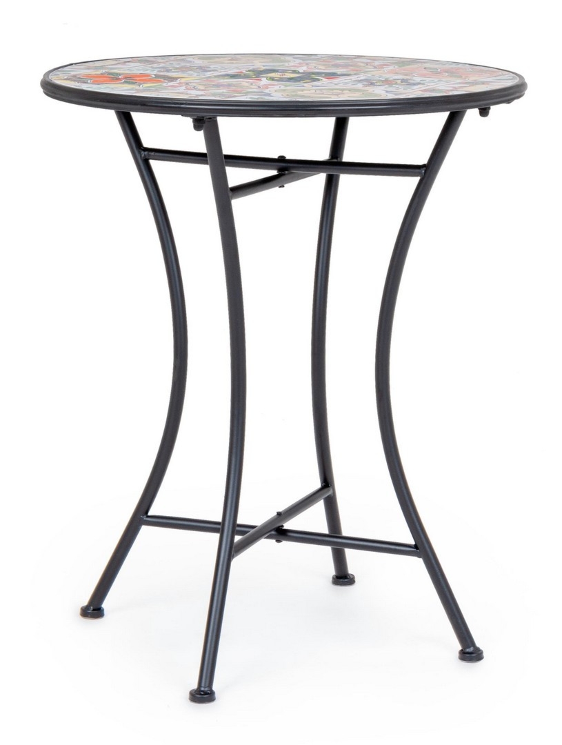 Stół ogrodowy PALOMA czarny Ø60 stalowy z blatem ceramicznym Bizzotto